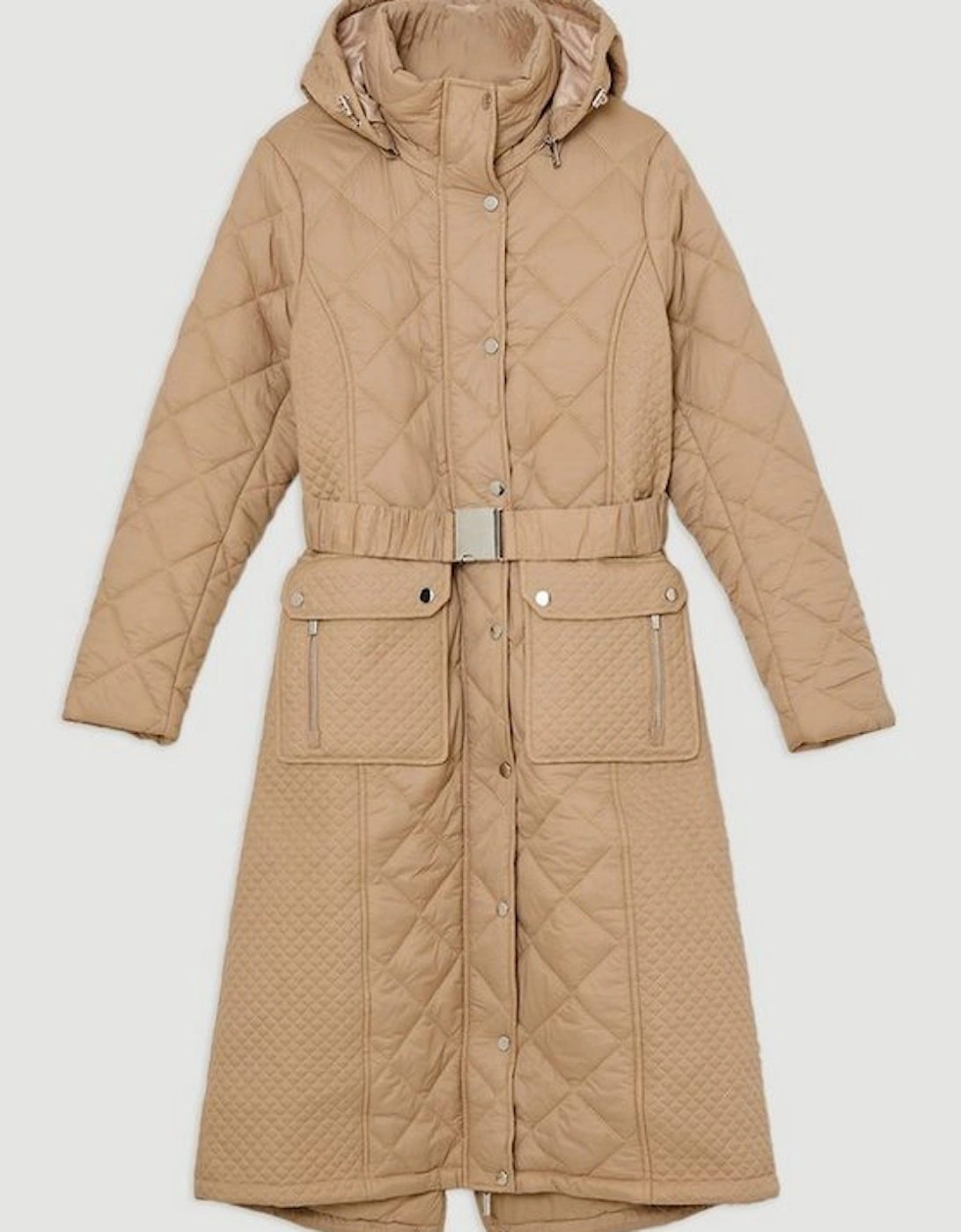 Quilted Hooded Longline Coat