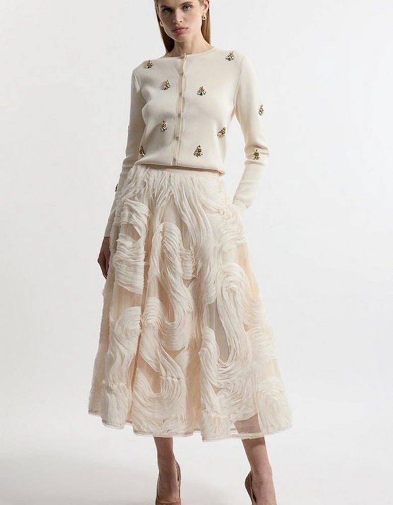 Lydia Millen Textured Ruffle Midaxi Woven Prom Skirt