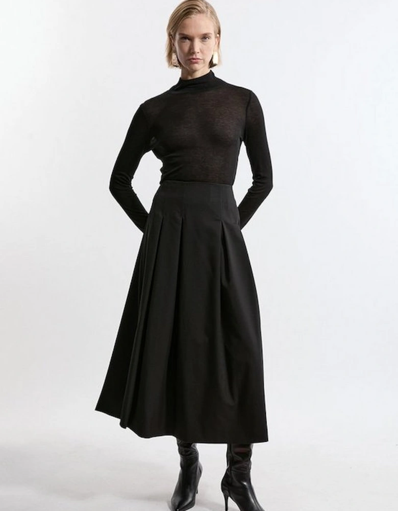 Tailored Twill Full Midi Skirt