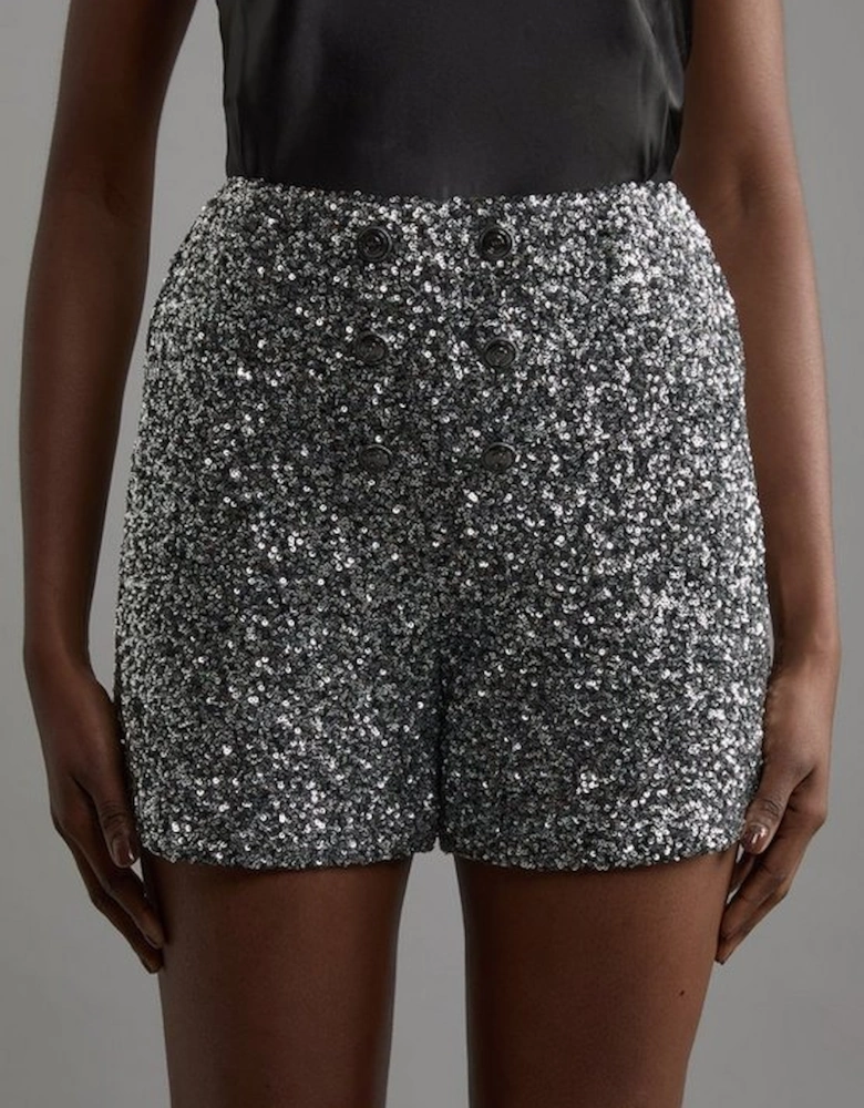 Sequin Tailored Mini Shorts