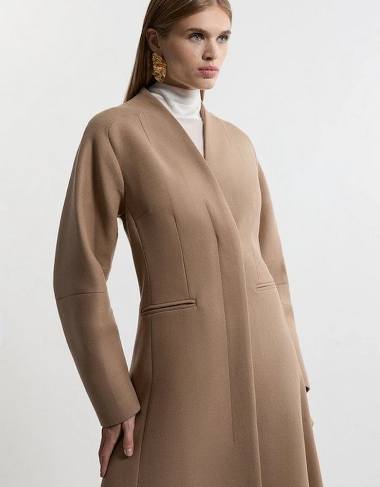 Lydia Millen Premium Italian Manteco Wool Rounded Sleeve Skirted Tailored Midaxi Coat