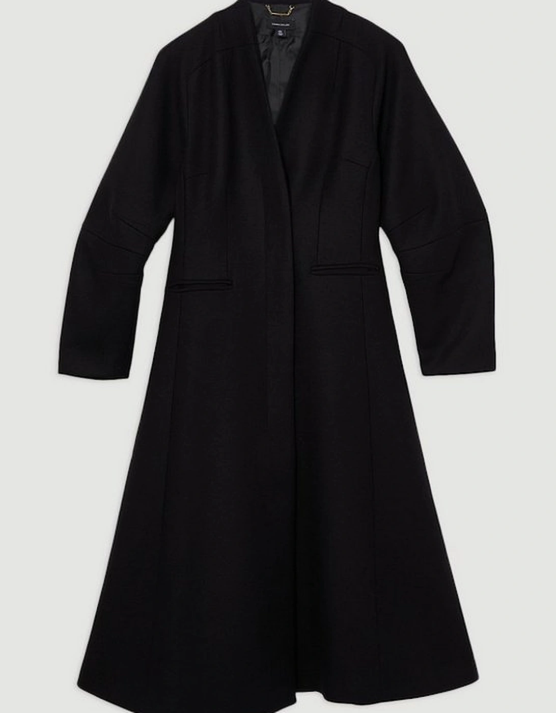 Lydia Millen Premium Italian Manteco Wool Rounded Sleeve Skirted Tailored Midaxi Coat