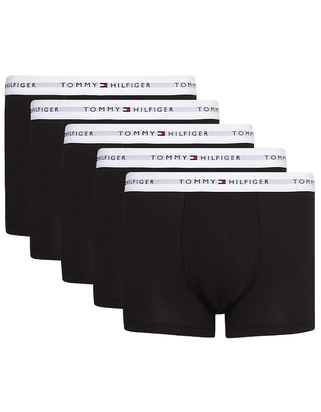 Tommy Hilfiger Men's Black 5-Pack Signature Cotton Boxer Trunks, - : 32/34/35 Large