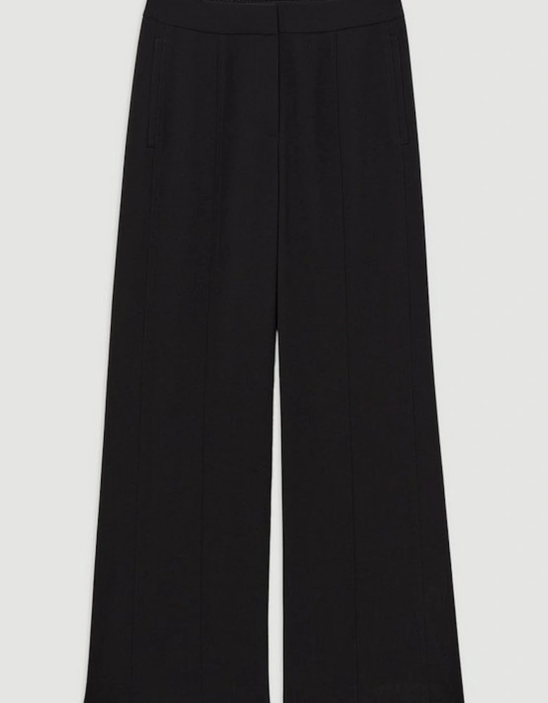 Tailored Crepe Seam Detail Straight Leg Trousers