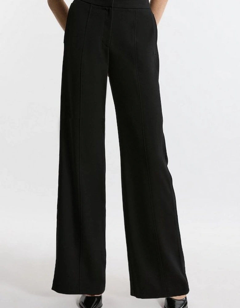 Tailored Crepe Seam Detail Straight Leg Trousers