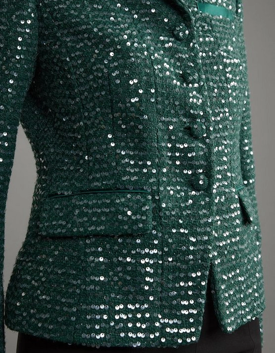 Tailored Sequin Tweed Single Breasted Blazer