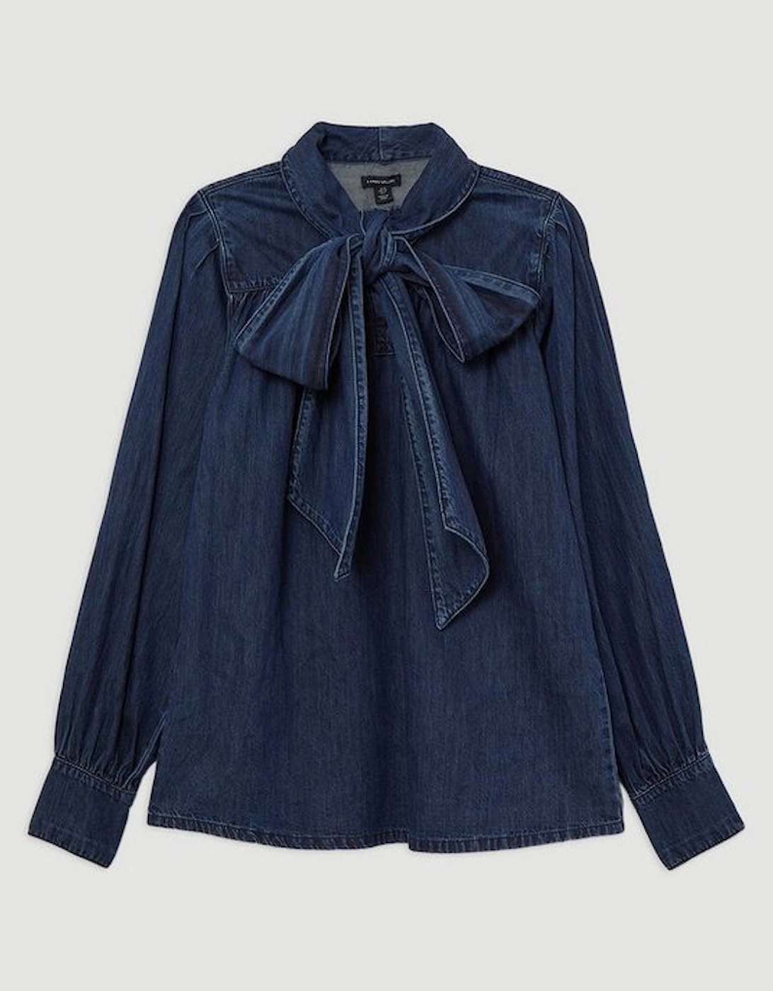 Denim Pussybow Denim Blouse