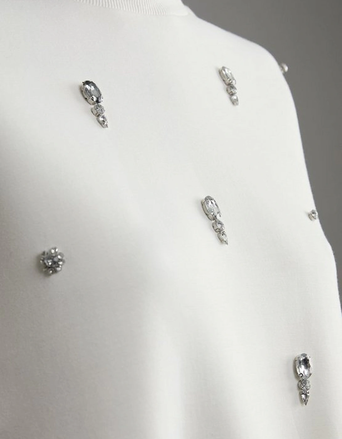 Embellished Balloon Sleeve Scuba Sweatshirt
