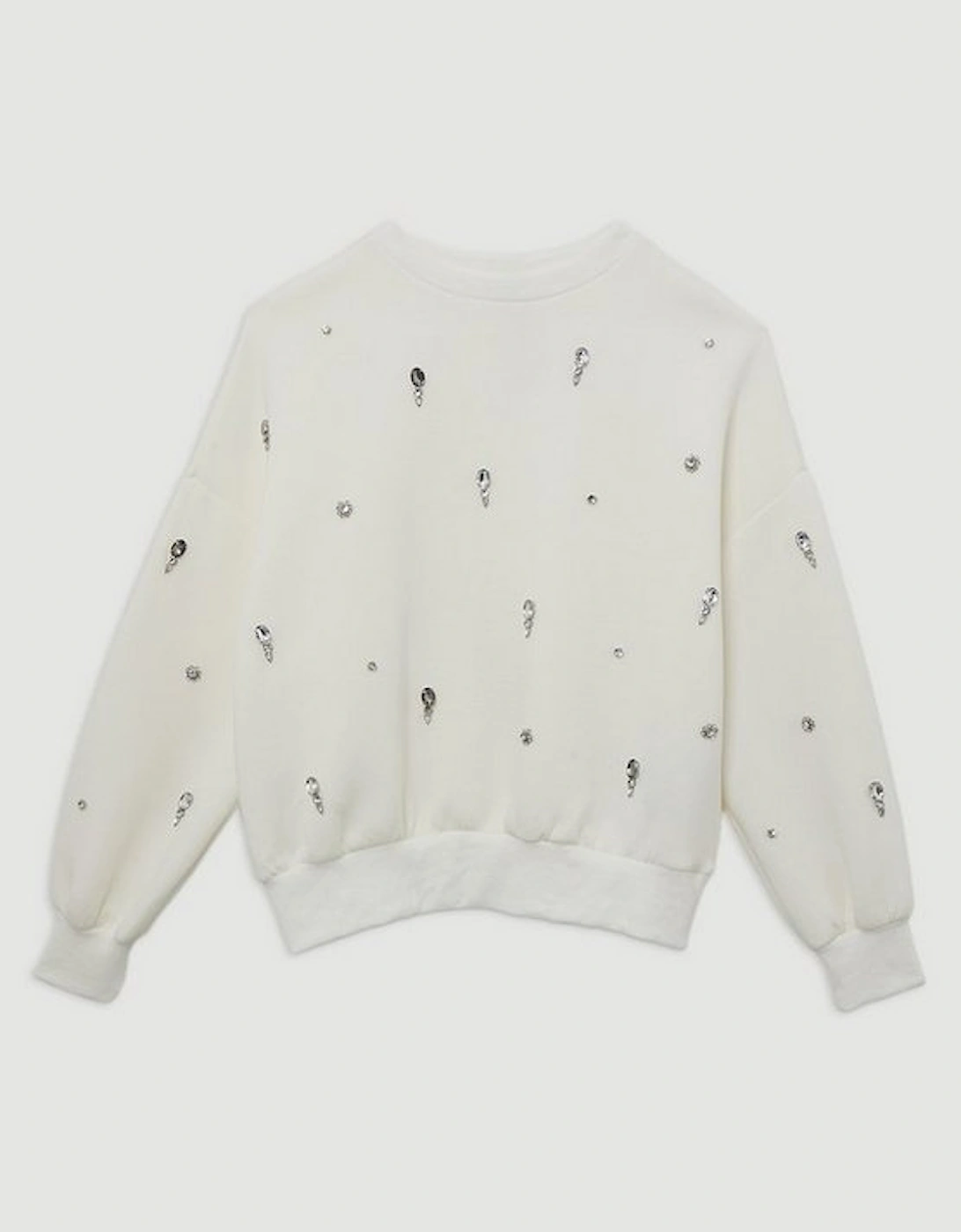 Embellished Balloon Sleeve Scuba Sweatshirt