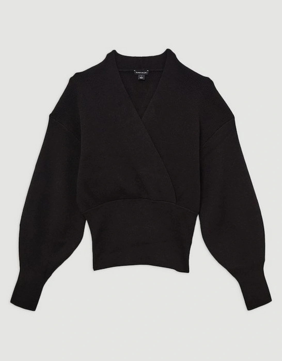 Wool Look Compact Stitch Wrap Knit Top