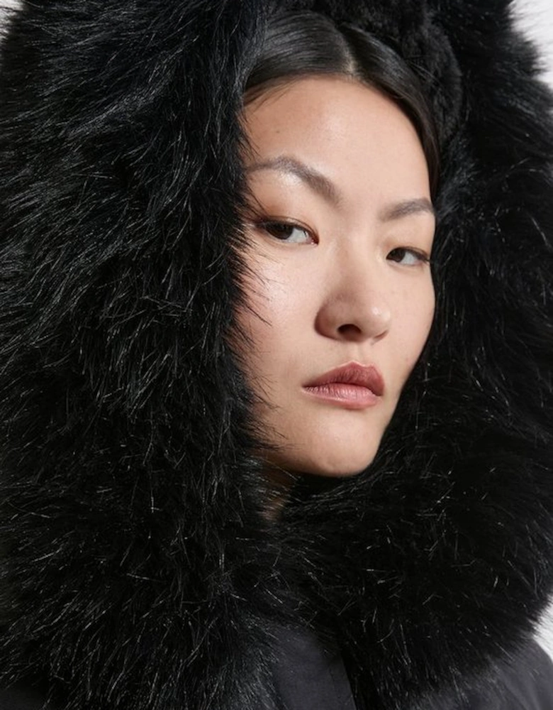 Faux Fur Lined Hooded Parka Coat