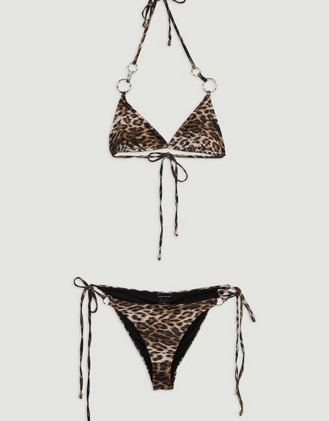 Leopard Print Ring Detail Bikini Top