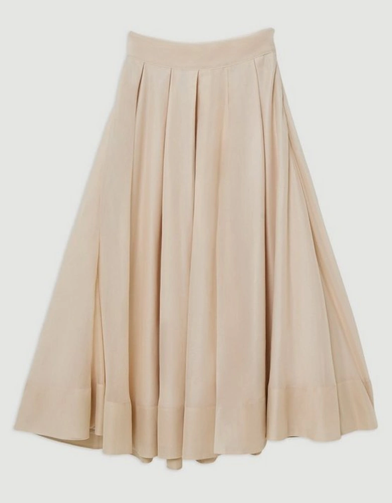 Organdie Split Woven Prom Midi Skirt