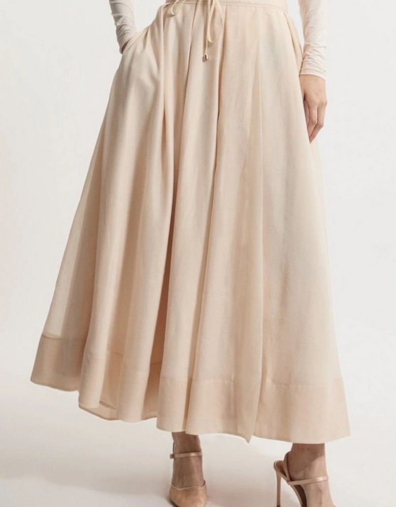 Organdie Split Woven Prom Midi Skirt