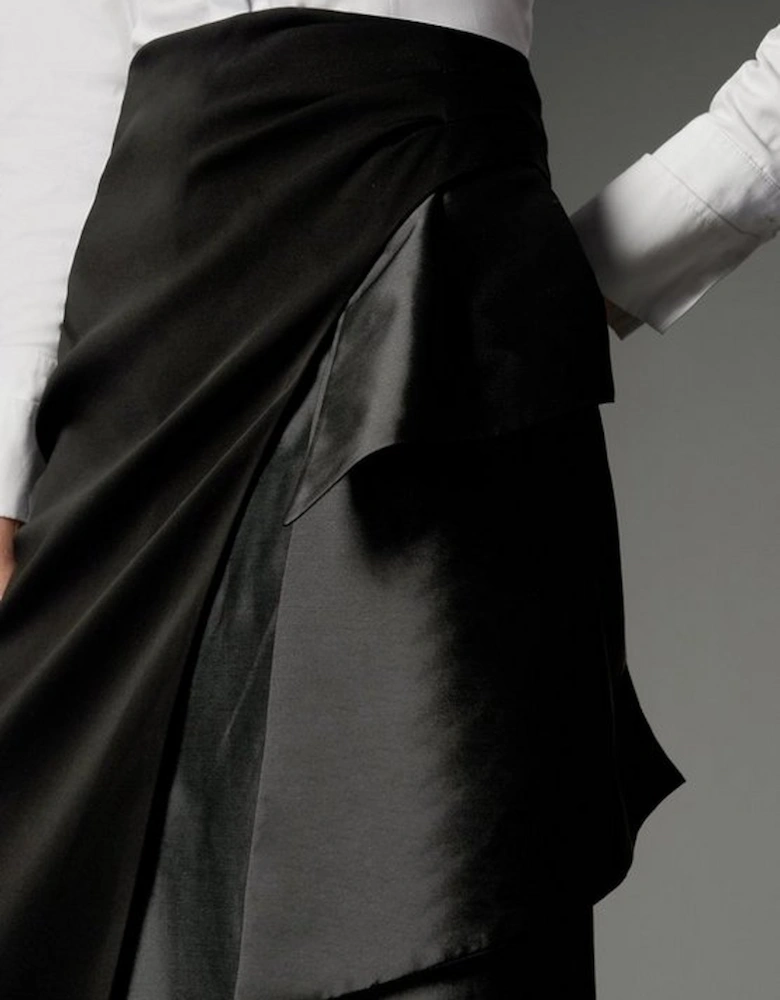 Archive Collection - Bow Detail Crepe Wrap Over Skirt