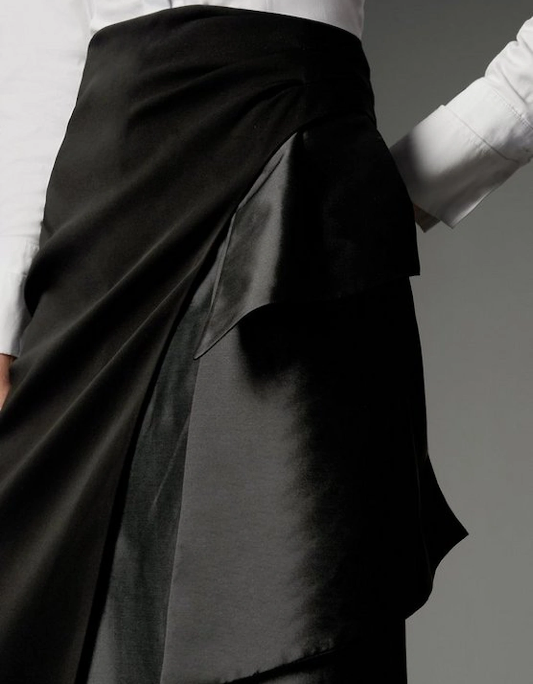 Archive Collection - Bow Detail Crepe Wrap Over Skirt