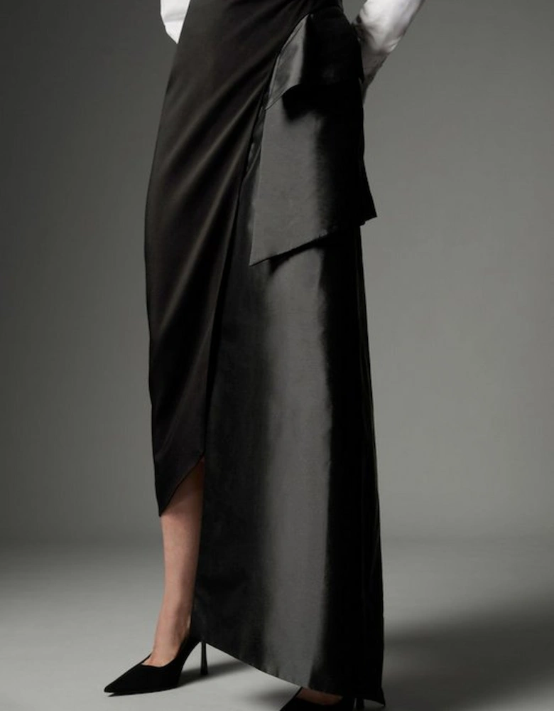 Archive Collection - Bow Detail Crepe Wrap Over Skirt