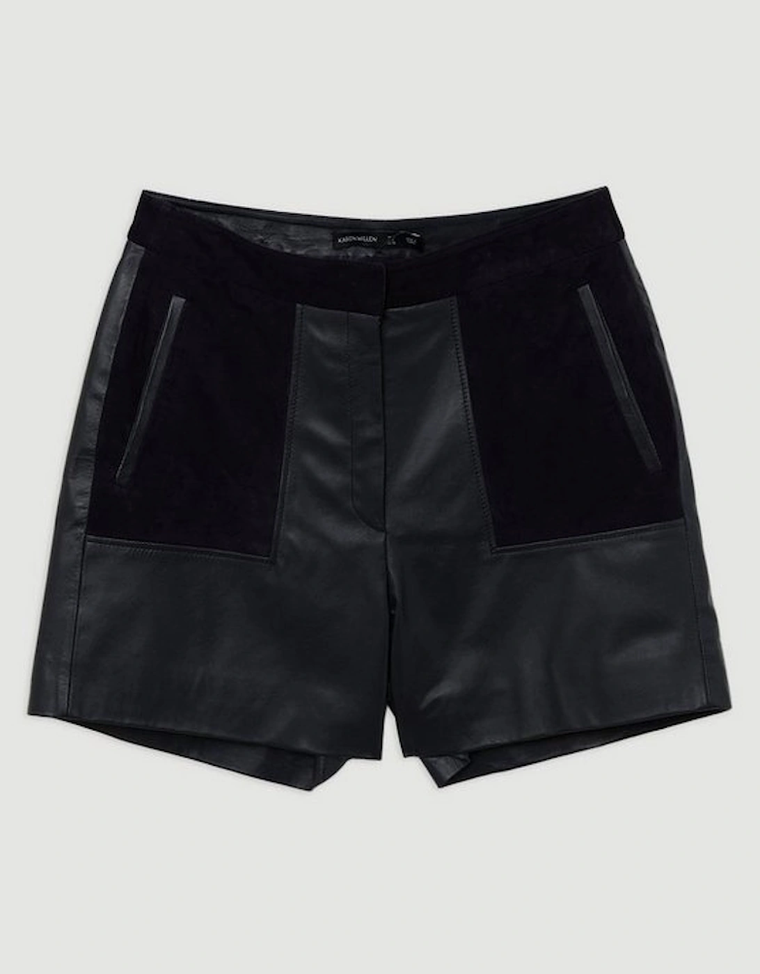 Leather & Suede Mix Tailored Shorts