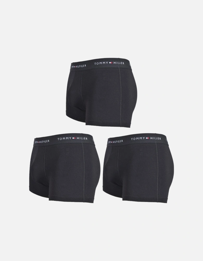 3-Pack Signature Cotton Boxer Trunks, Black