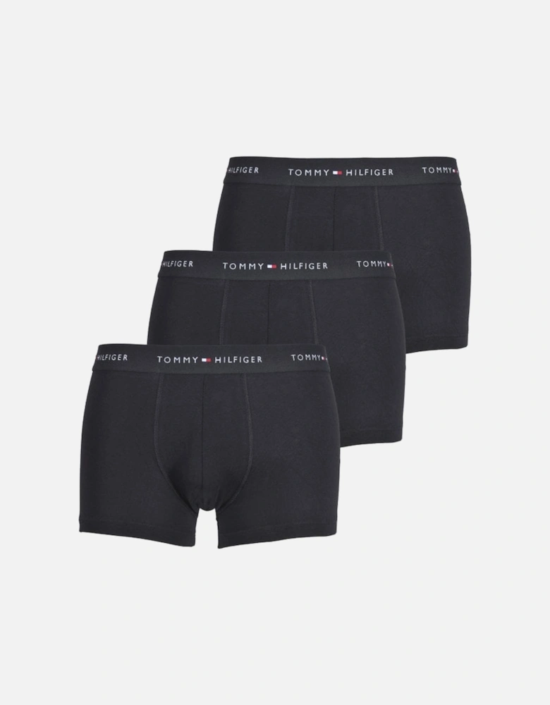 3-Pack Signature Cotton Boxer Trunks, Black