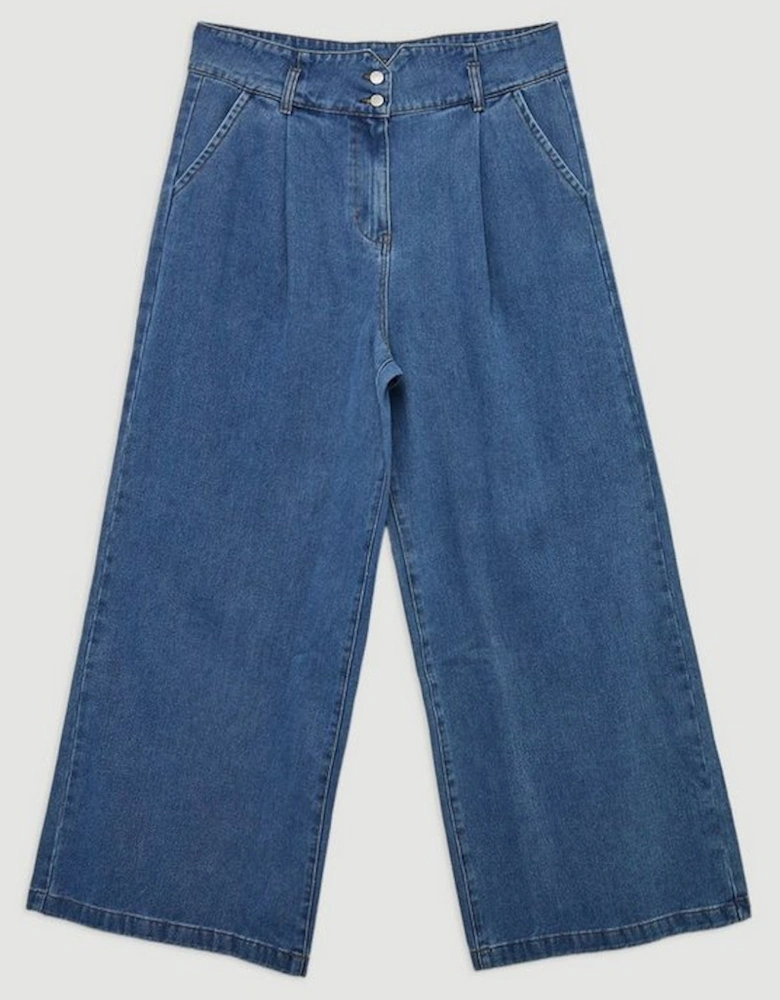 Plus Size Denim Wide Leg Trousers