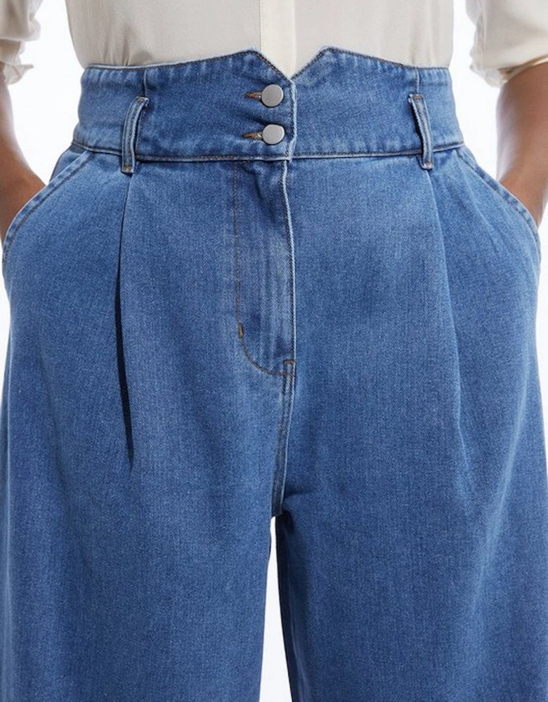 Plus Size Denim Wide Leg Trousers