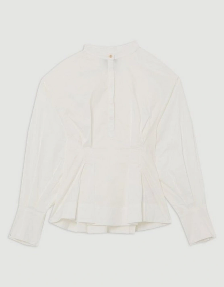 Poplin Balloon Sleeve Pintuck Woven Shirt