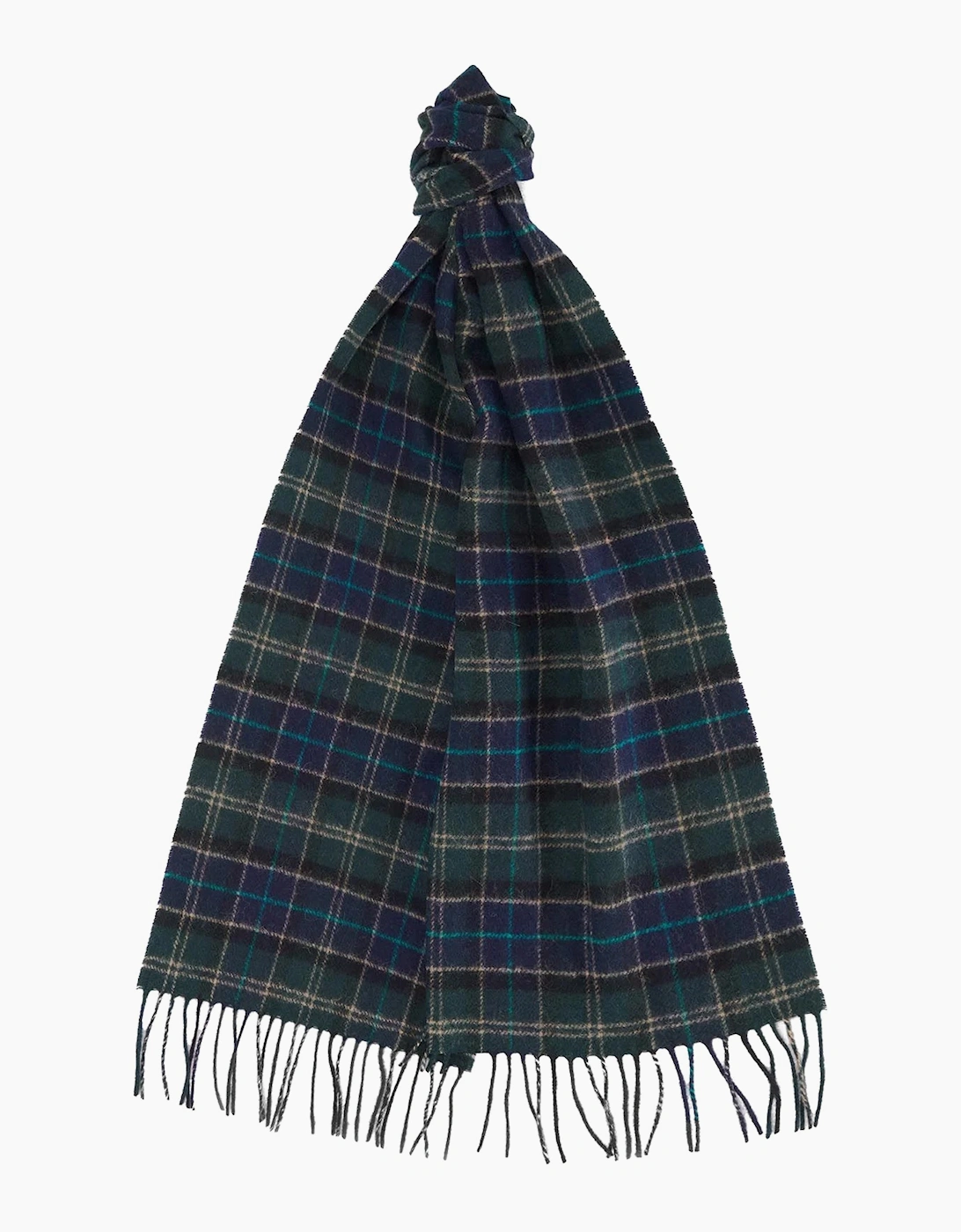 Barbour Men's Navy Tartan Lambswool Scarf