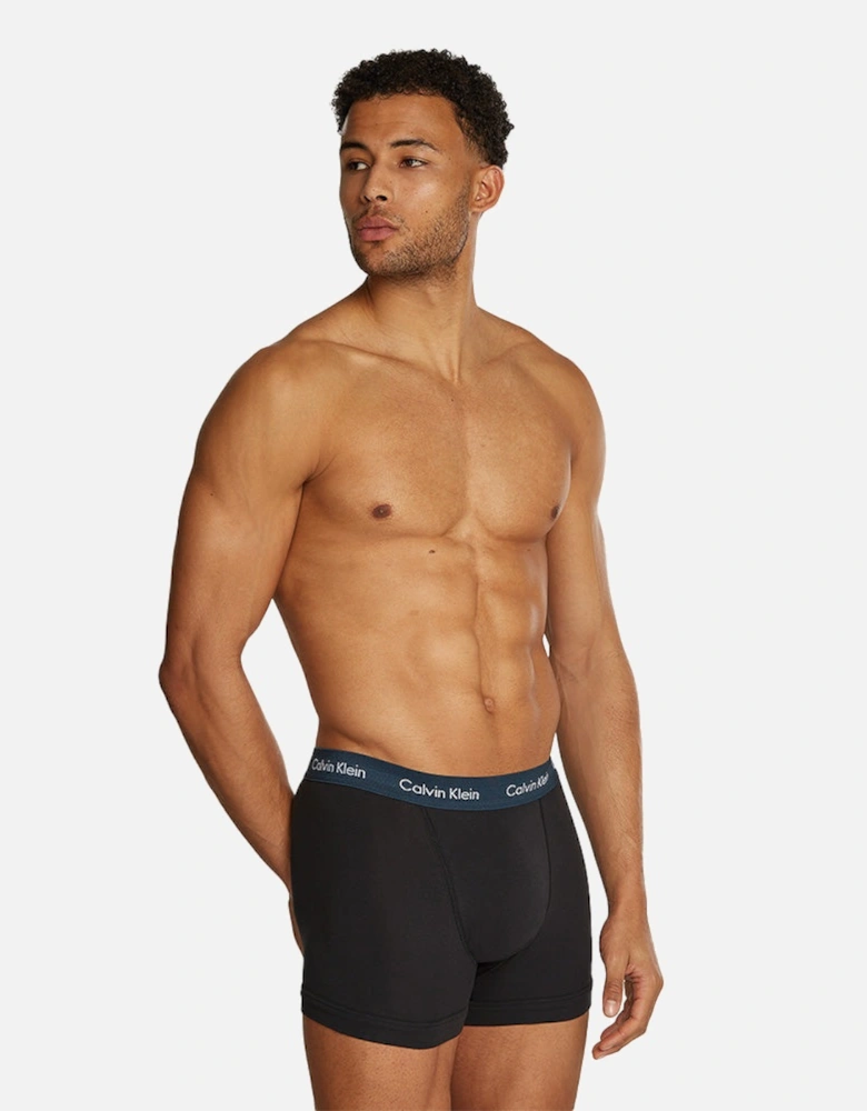 3-Pack Cotton Stretch Boxer Trunks, Black