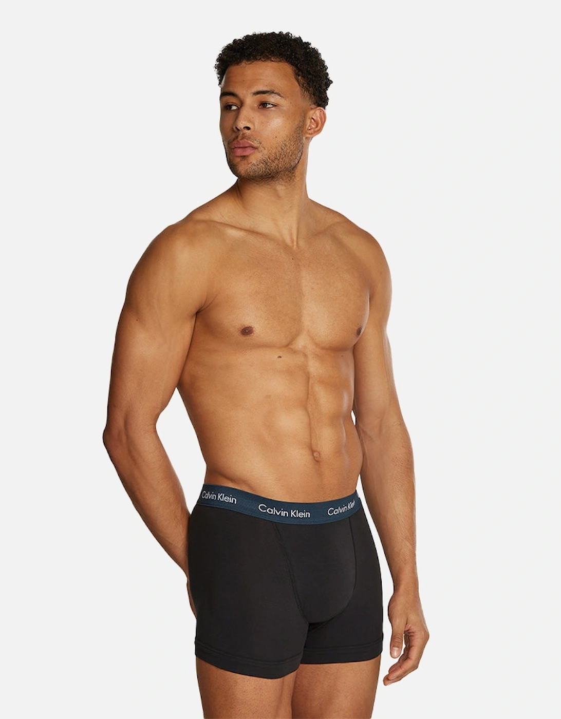 3-Pack Cotton Stretch Boxer Trunks, Black