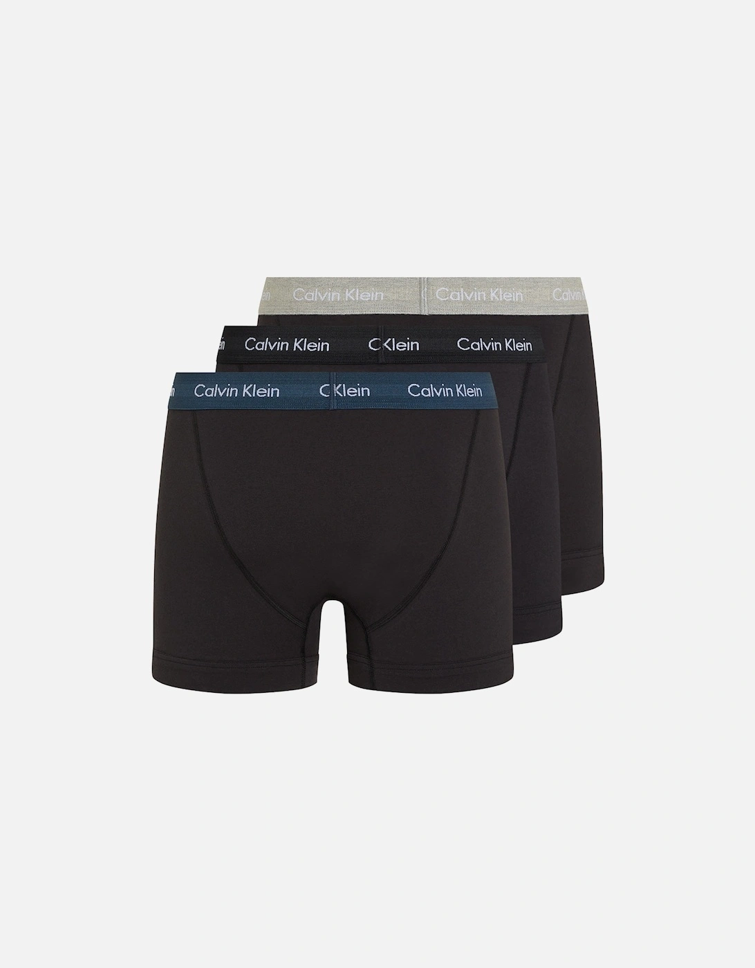 3-Pack Cotton Stretch Boxer Trunks, Black
