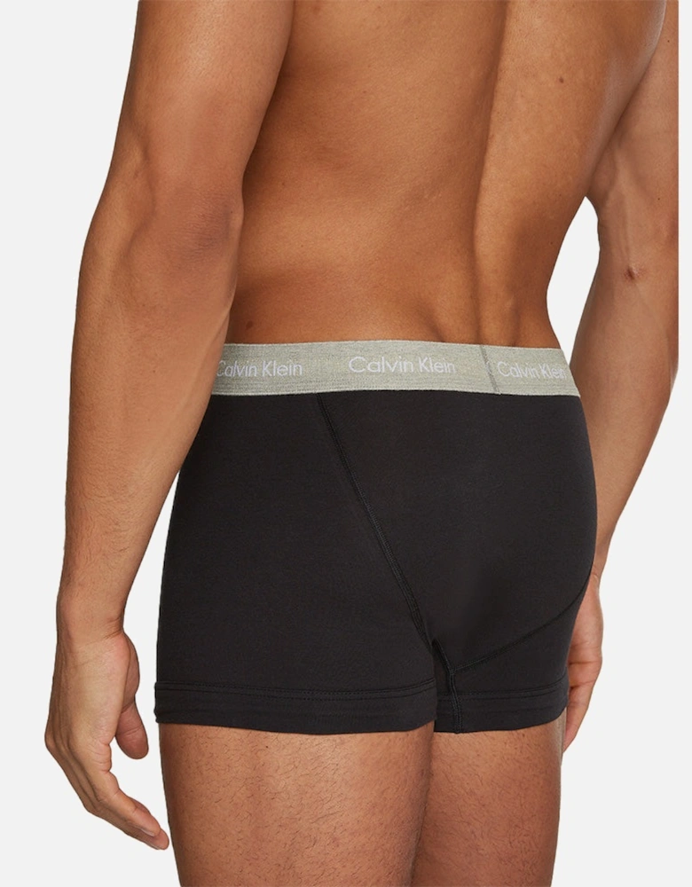 3-Pack Cotton Stretch Boxer Trunks, Black