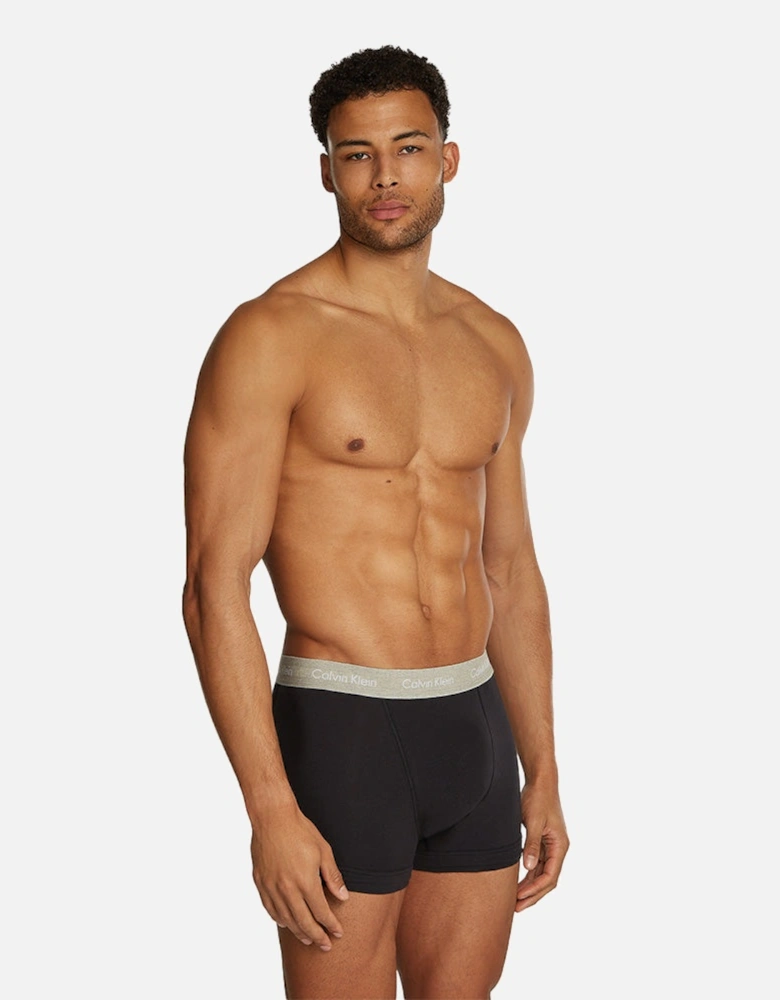 3-Pack Cotton Stretch Boxer Trunks, Black