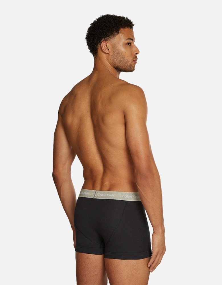 3-Pack Cotton Stretch Boxer Trunks, Black