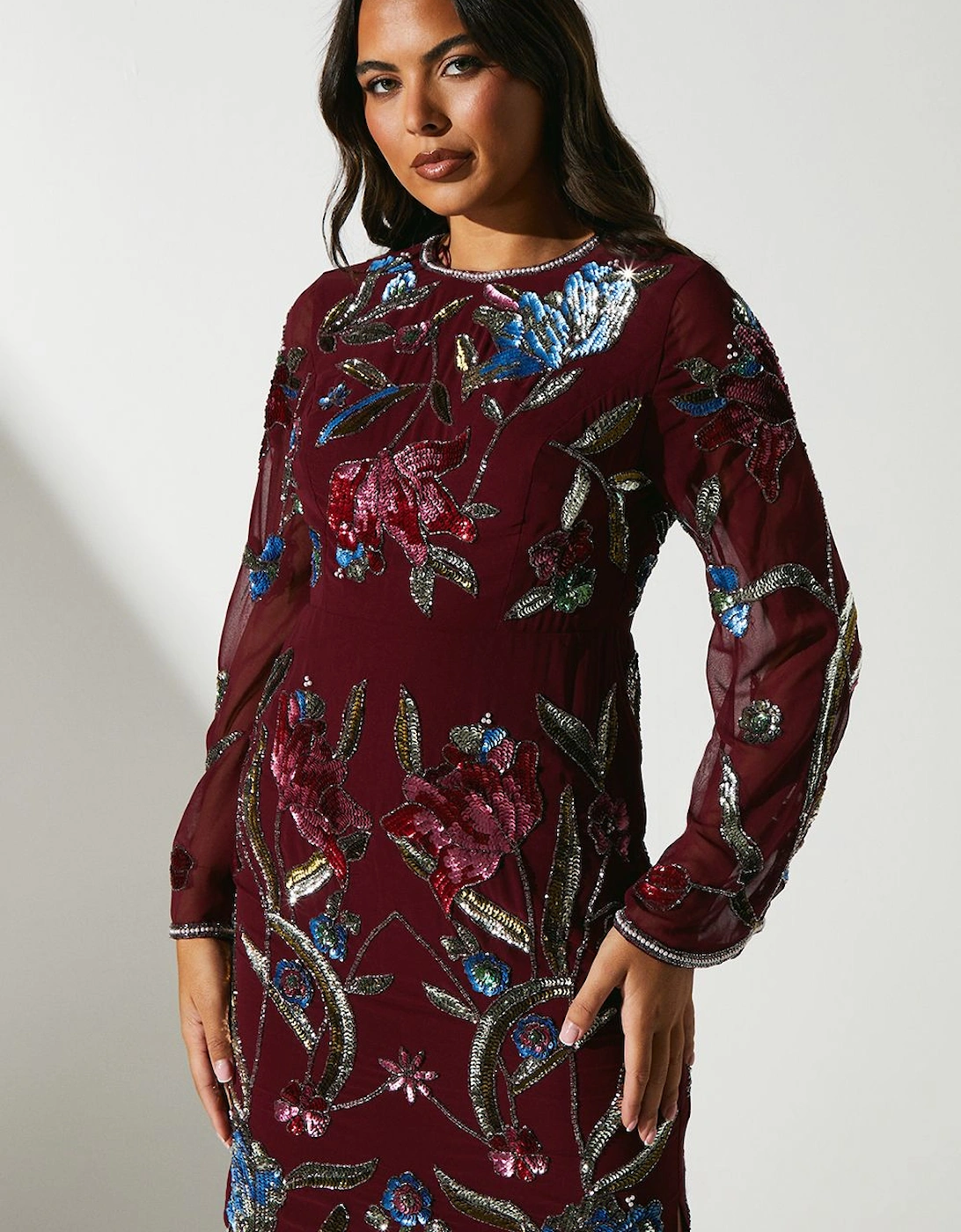 Party Sequin Long Sleeve Midi Dress