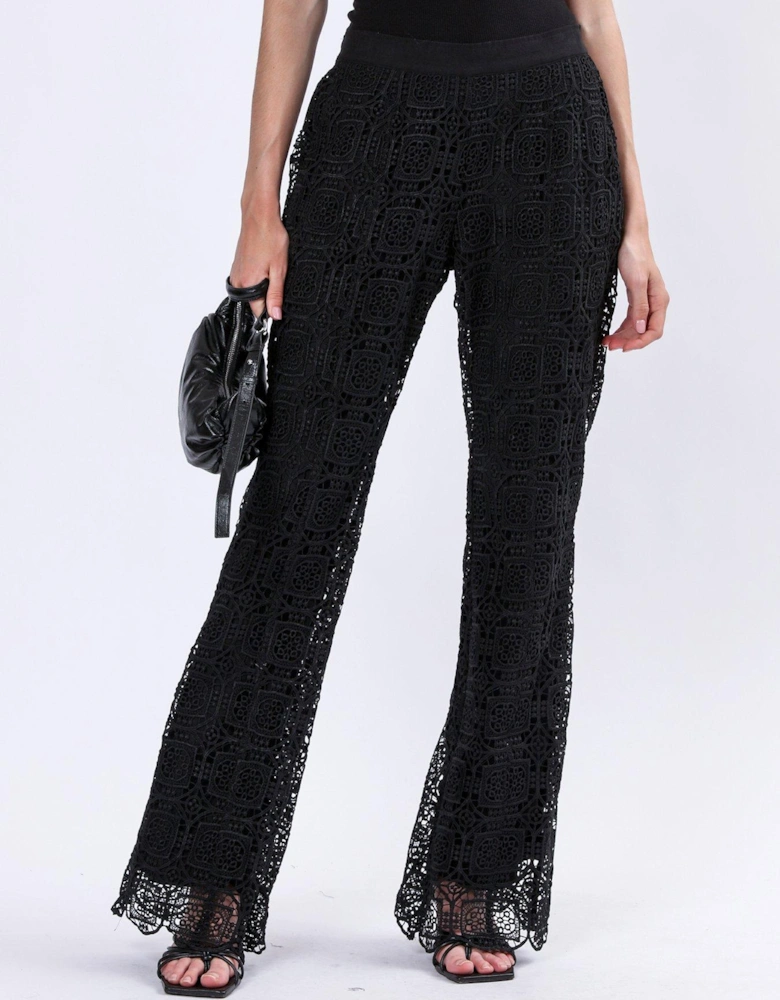 High Waisted Lace Trouser - Black