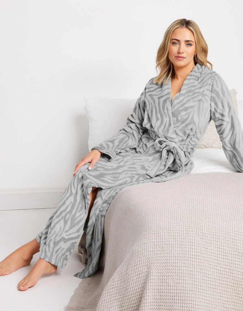 Zebra Shawl Collar Maxi Robe