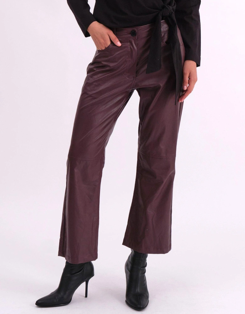 Matte Faux Leather Bootcut Trouser - Red