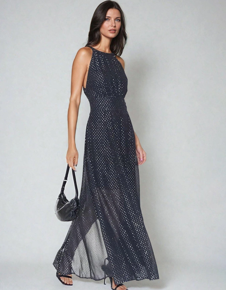 Halterneck Maxi Dress - Grey