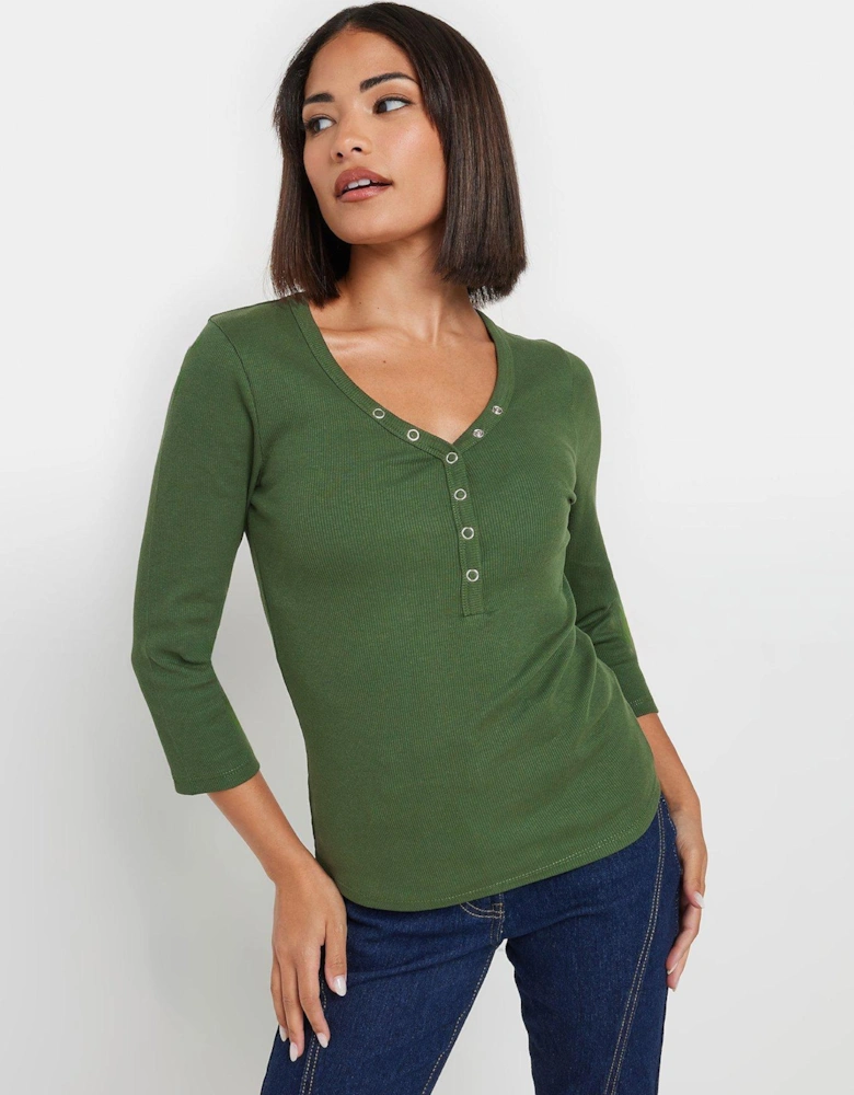 Petite Long Sleeve Henley Top