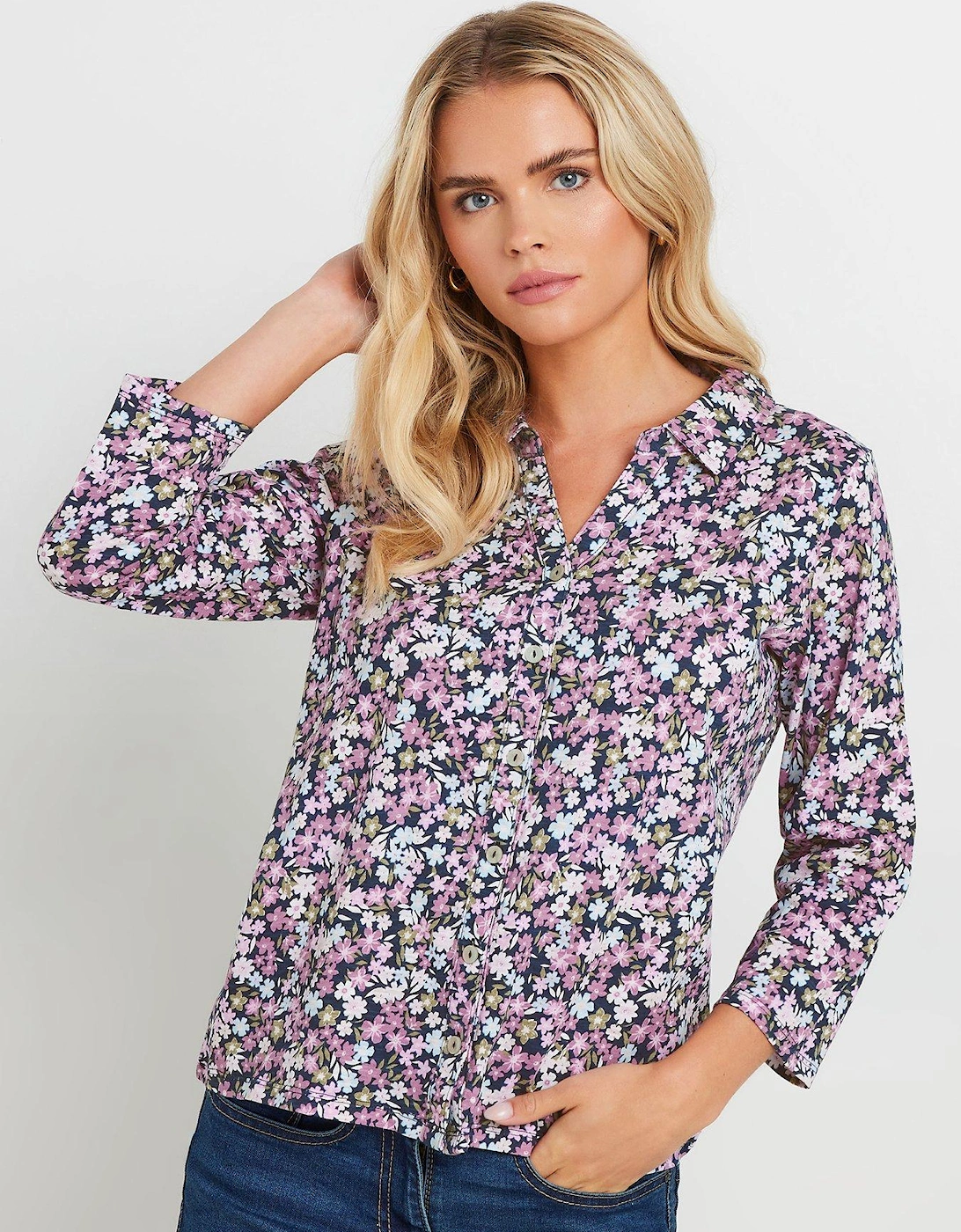 Petite Floral Collared Shirt, 2 of 1