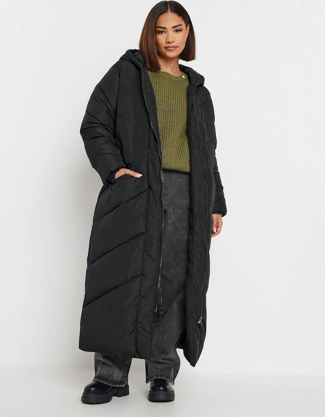 Petite Maxi Padded Coat - Black, 2 of 1