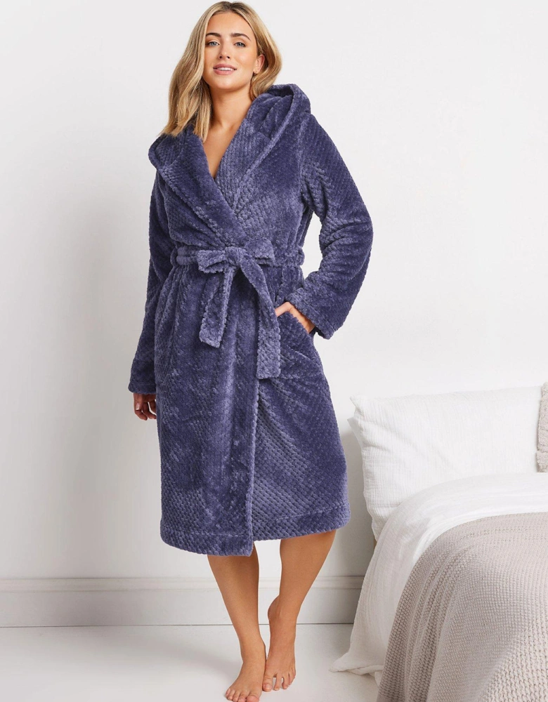 Hooded Honeycomb Robe - Purple