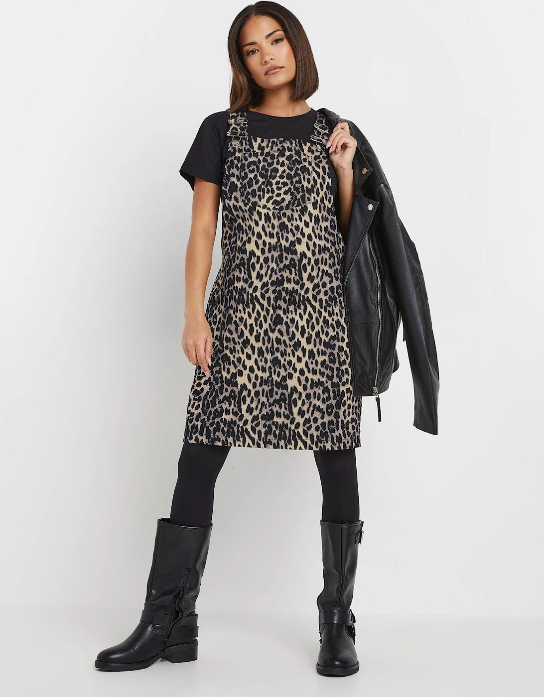 Petite Leopard Denim Pinafore, 2 of 1