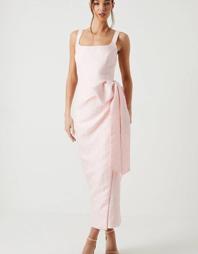 Jacquard Square Neck Bridesmaids Dress