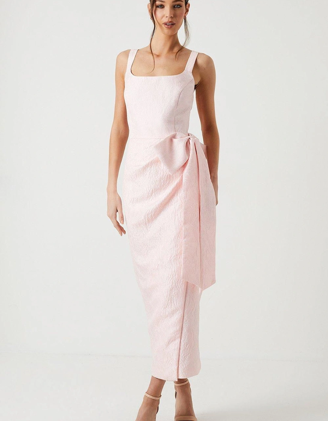 Jacquard Square Neck Bridesmaids Dress, 2 of 1