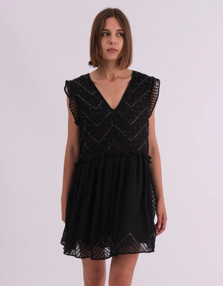 Beaded Mini Dress - Black