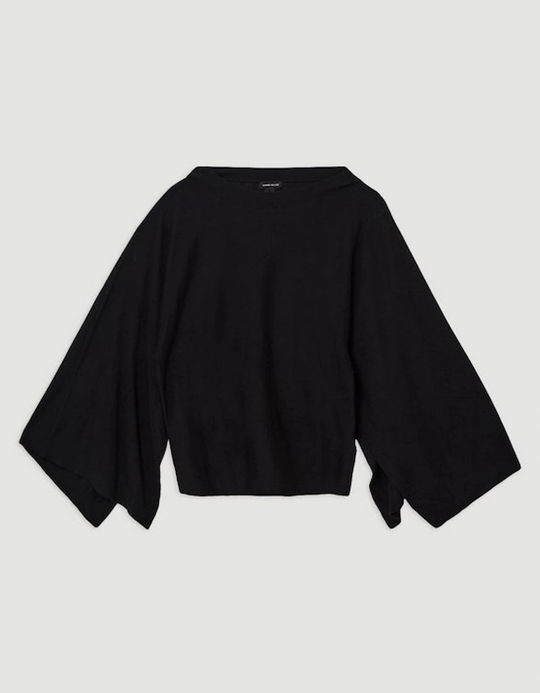 Cashmere Blend Drama Sleeve Slash Neck Knit Top