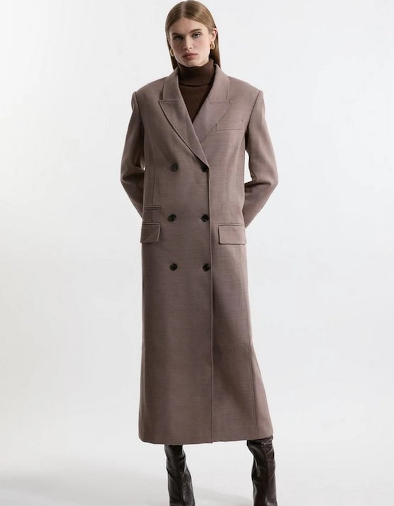 Wool Blend Oversized Tailored Double Breasted Long Line Coat