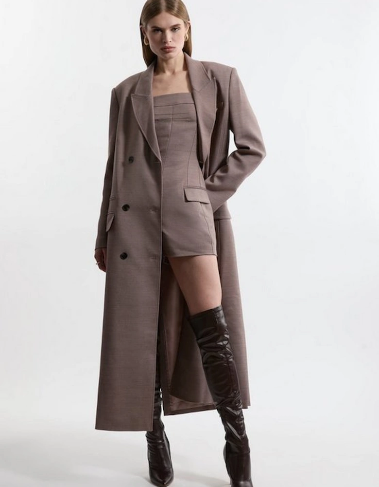 Wool Blend Oversized Tailored Double Breasted Long Line Coat